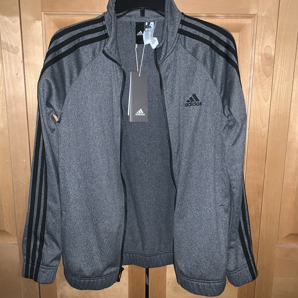 NWT ADIDAS grey zip up track suit sweatshirt